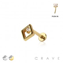 MULTI CZ CZ RHOMBUS THREADLESS (PUSH IN) 316L SURGICAL STEEL LABRET SET